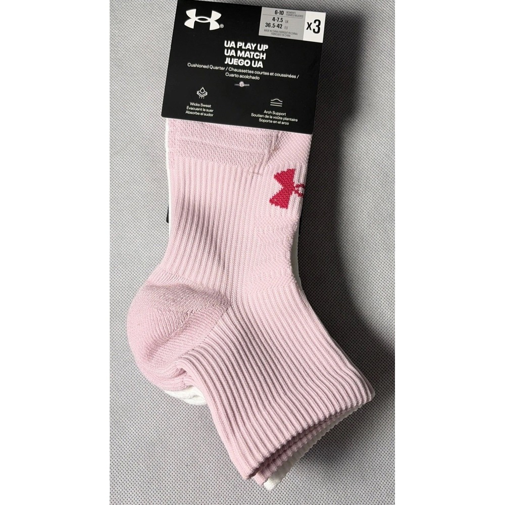 Under Armour Play Up Cushioned Quarter Women's Medium Socks - 3 Pair - Size 6-10